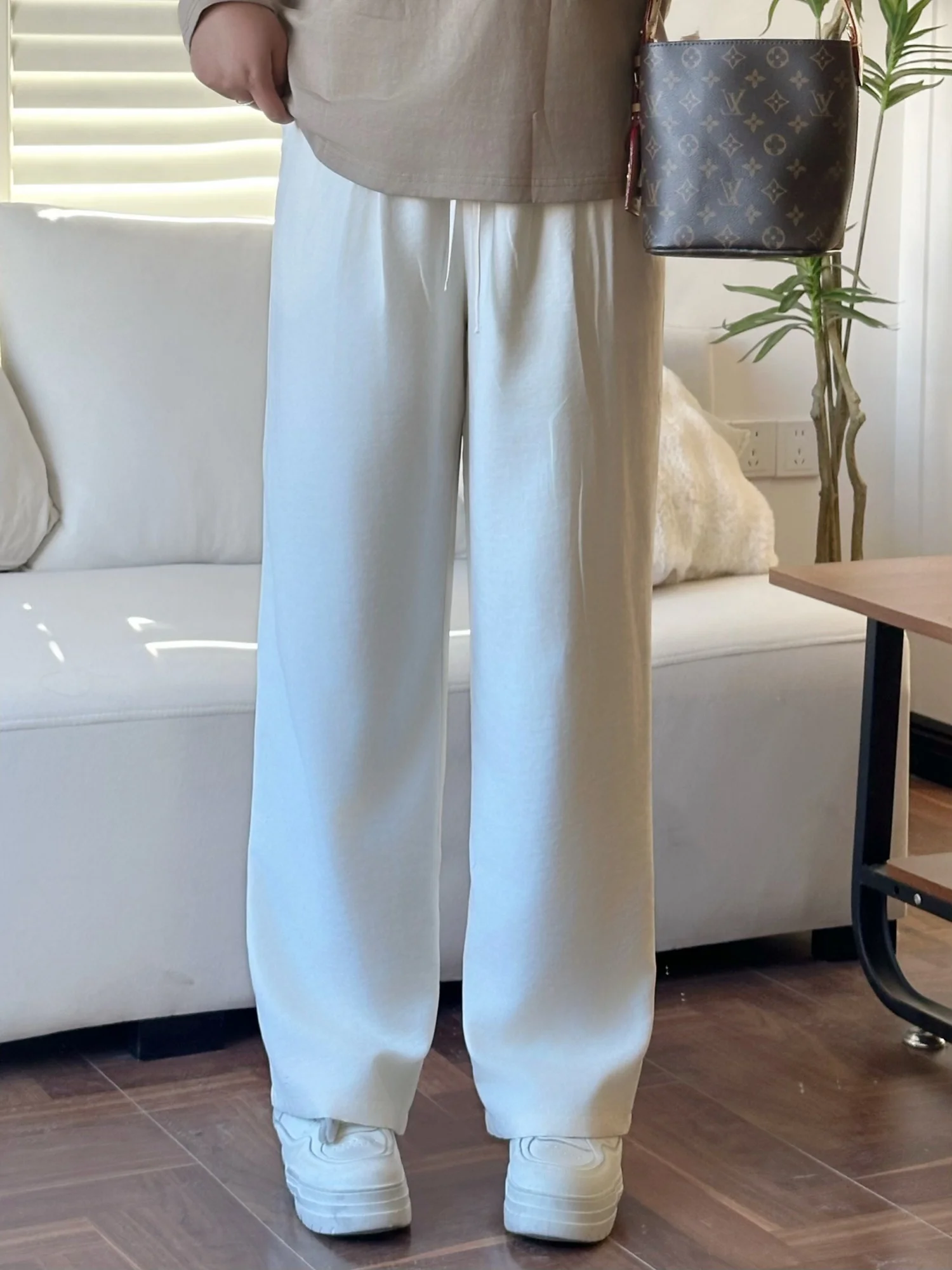 

Comfortable Wide Leg Pants Elastic Waist Casual Spring New Style Versatile Big Size Women's Fashion Commute Polyester Fiber
