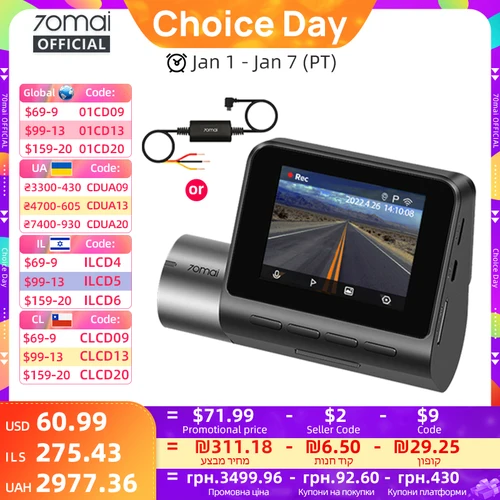 70mai A500S grabadora coche DVR cámara frontal A500S 1944P visión nocturna 70mai Dash Cam Pro Plus GPS incorporado Wifi soporte cámara trasera