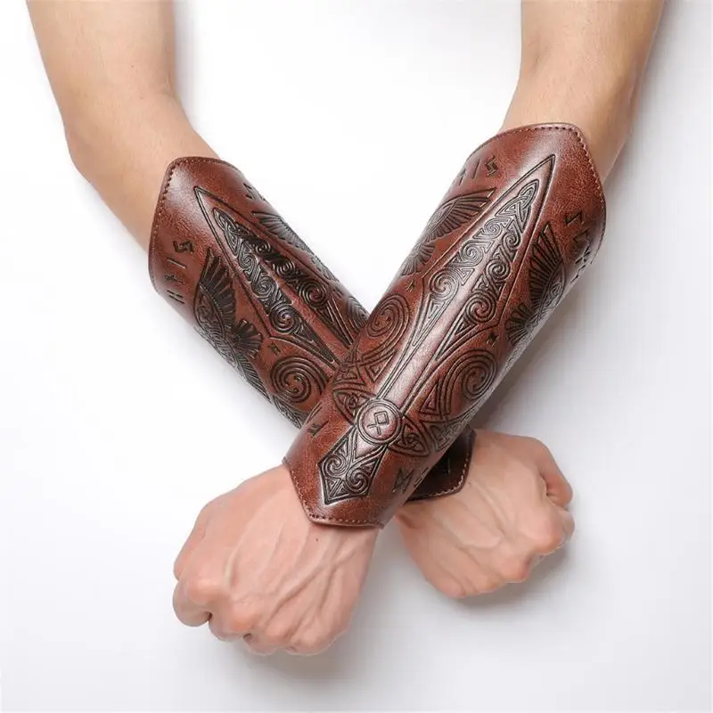 39bd Pattern Start Gold Gold Ruolo Maschio Giochi braccialetti Medieval Knight Lunghezza regolabile Gauntlets Armori da polso
