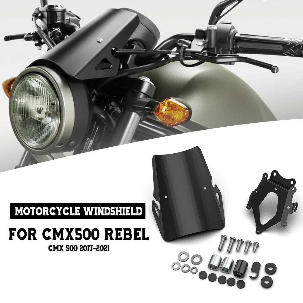 دراجة نارية الألومنيوم واقي للشاشة الزجاج الأمامي حاجز الرياح لهوندا CMX500 المتمردين CMX 500 2017 2018 2019 2020 2021 اكسسوارات #1