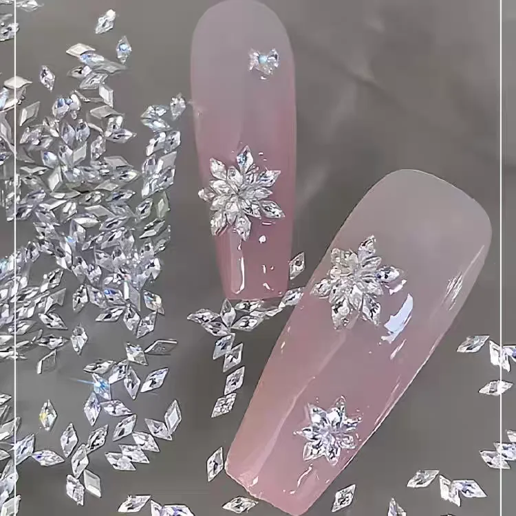 100 Uds. Cuentas de cristal de diamantes de imitación de circonita pequeña transparente 3D 1,5*3mm 100 Uds piedras preciosas rómbicas para uñas accesorios de manicura DIY