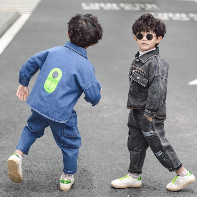 

2025 Autumn Children Denim Clothing Sets Baby Boys Girls Fashion Solid Color Jacket Coat+Jeans 2pce Casual Suits Toddler Clothes