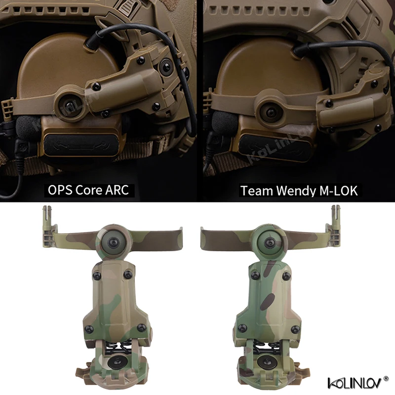 Tactical Headset Rail Mount 360° Rotation for TAC3/C Series Headset Bracket Adapter Fit OPS Core ARC M-LOK  Helmet