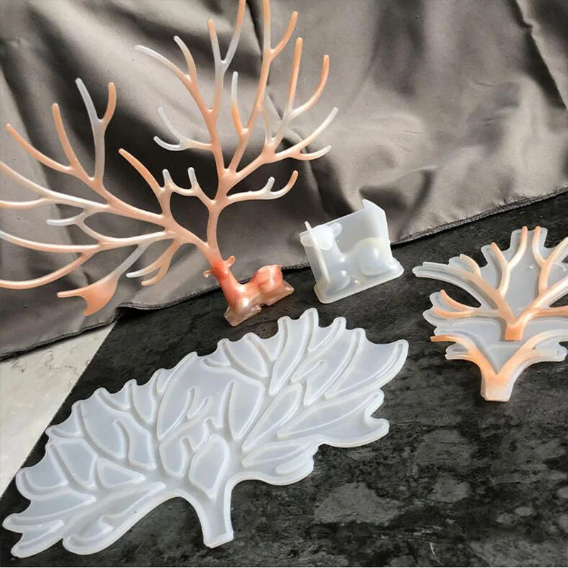 Deer And Antler Shape Silicone Resin Mold Epoxy DIY Crafts Jewelry Tools Crystal Drop Glue Handicraft Furniture Decoration