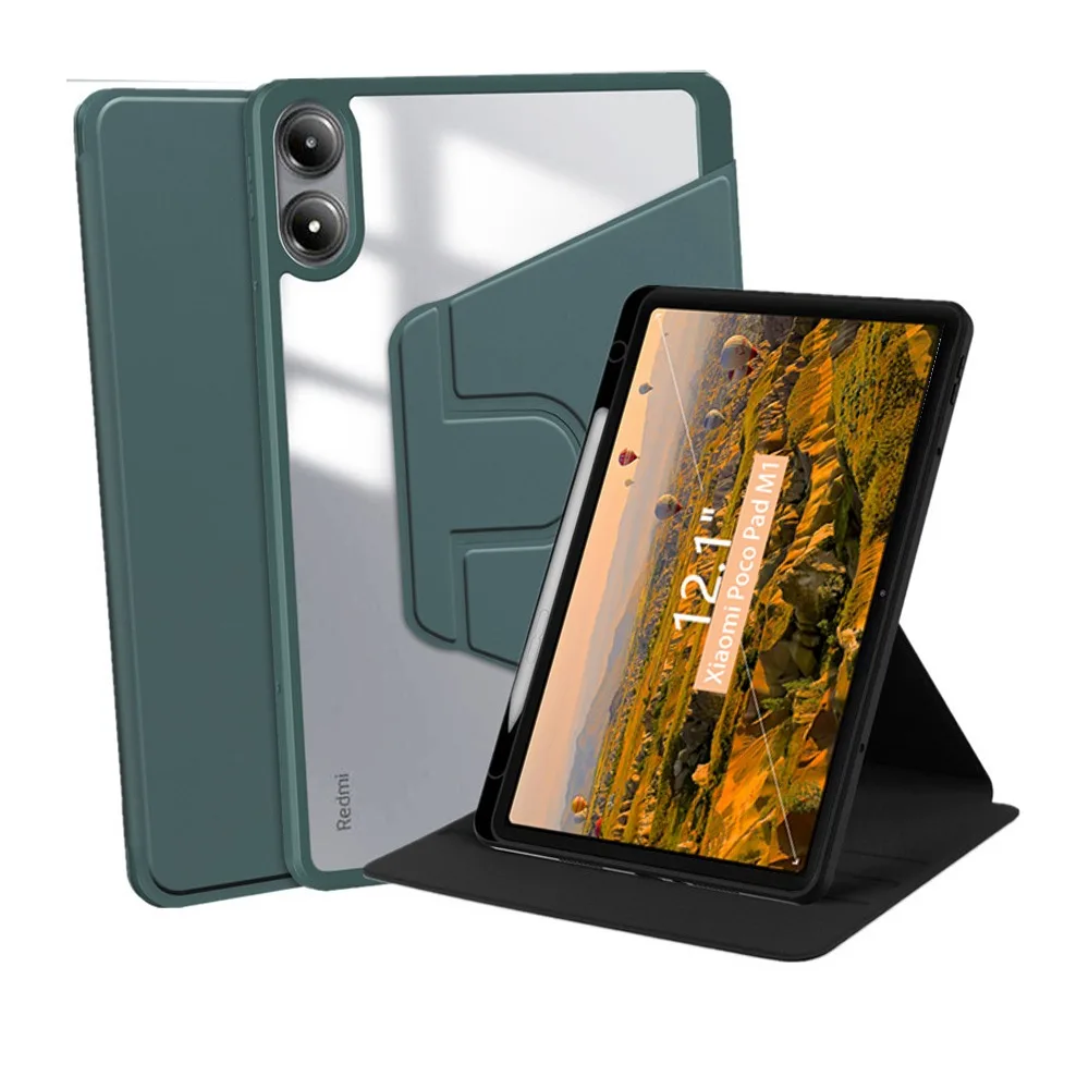 

Funda Case For Xiaom Poco Pad M1 Case with Pen Holder 360 Rotating Acrylic Clear Hard Tablet Coque For Poco Pad M1 12.1 inch