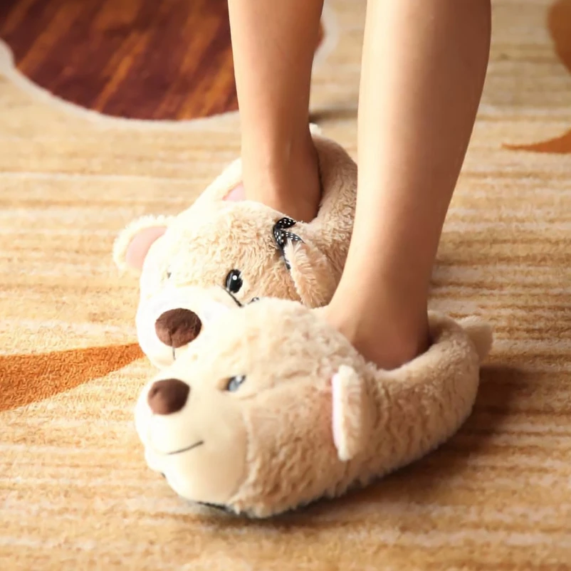 Women Cotton Slippers Cute Animal Slipper Girls Kawaii Fluffy Winter Warm Slippers Woman Cartoon Dog House Slides Funny Shoes