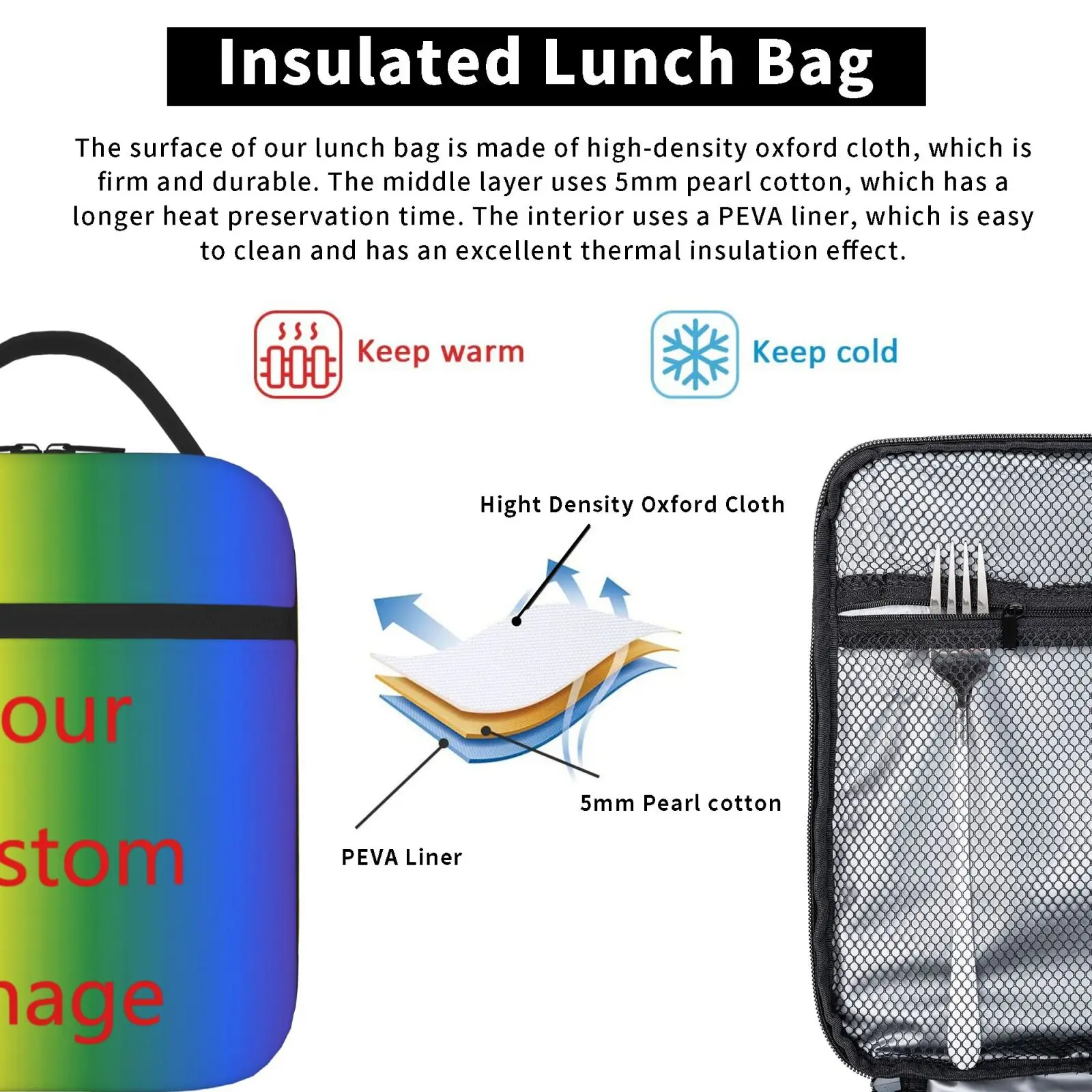Travel or office food lunch bag suitable for work lunch box outdoor picnic tote bag design cooler bag personalized customization