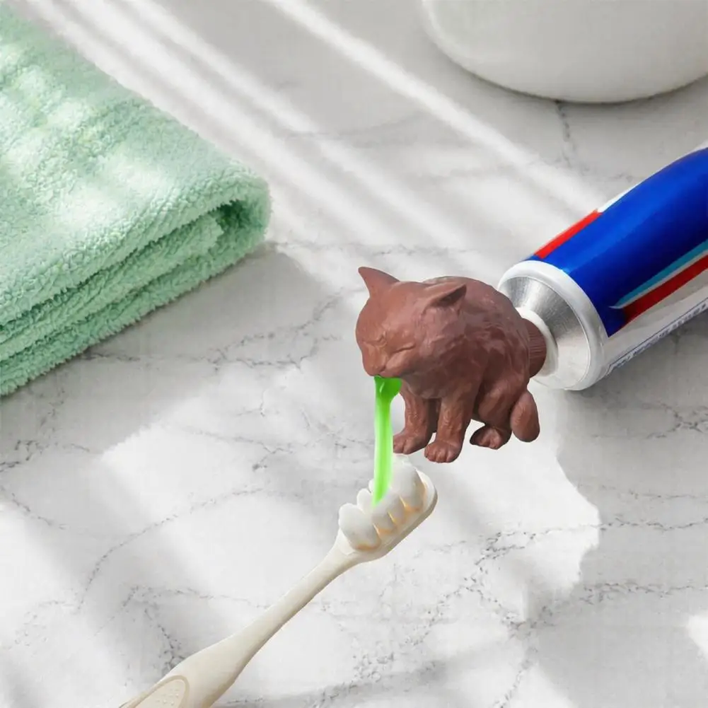 Cat Bathroom Decor 3d Printed Cat Toothpaste Cap Funny Cat Vomiting Topper Bathroom Accessory for Kids Adults Toothpaste