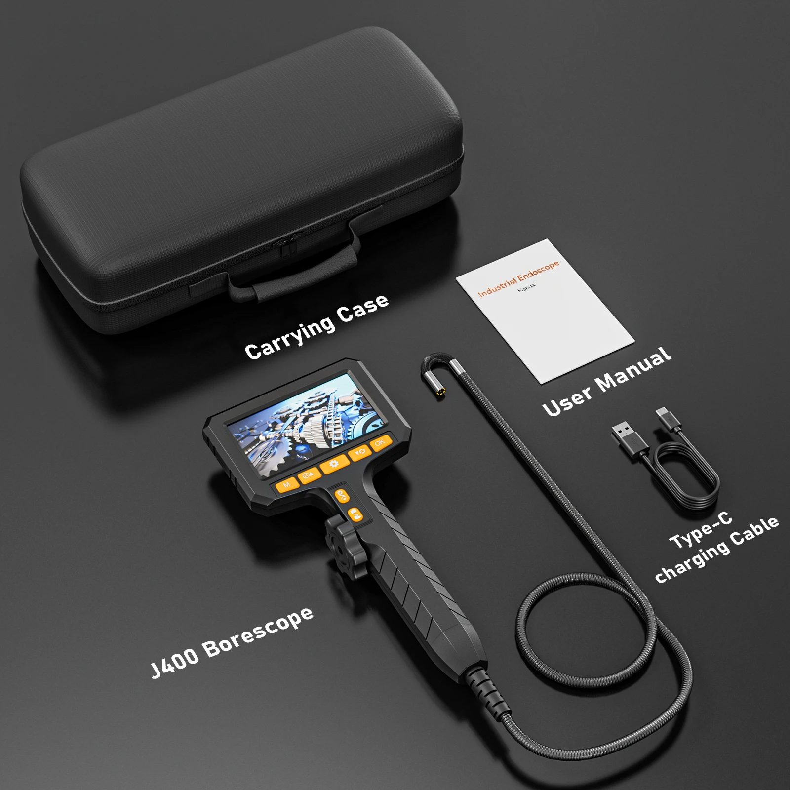 Zwei-Wege-Rotation 3,9/6,2 mm HD 360 °   Industrielle Rohrleitungs-Endoskopkamera, Endoskop-Inspektion mit 4,3-Zoll-IPS-Bildschirm