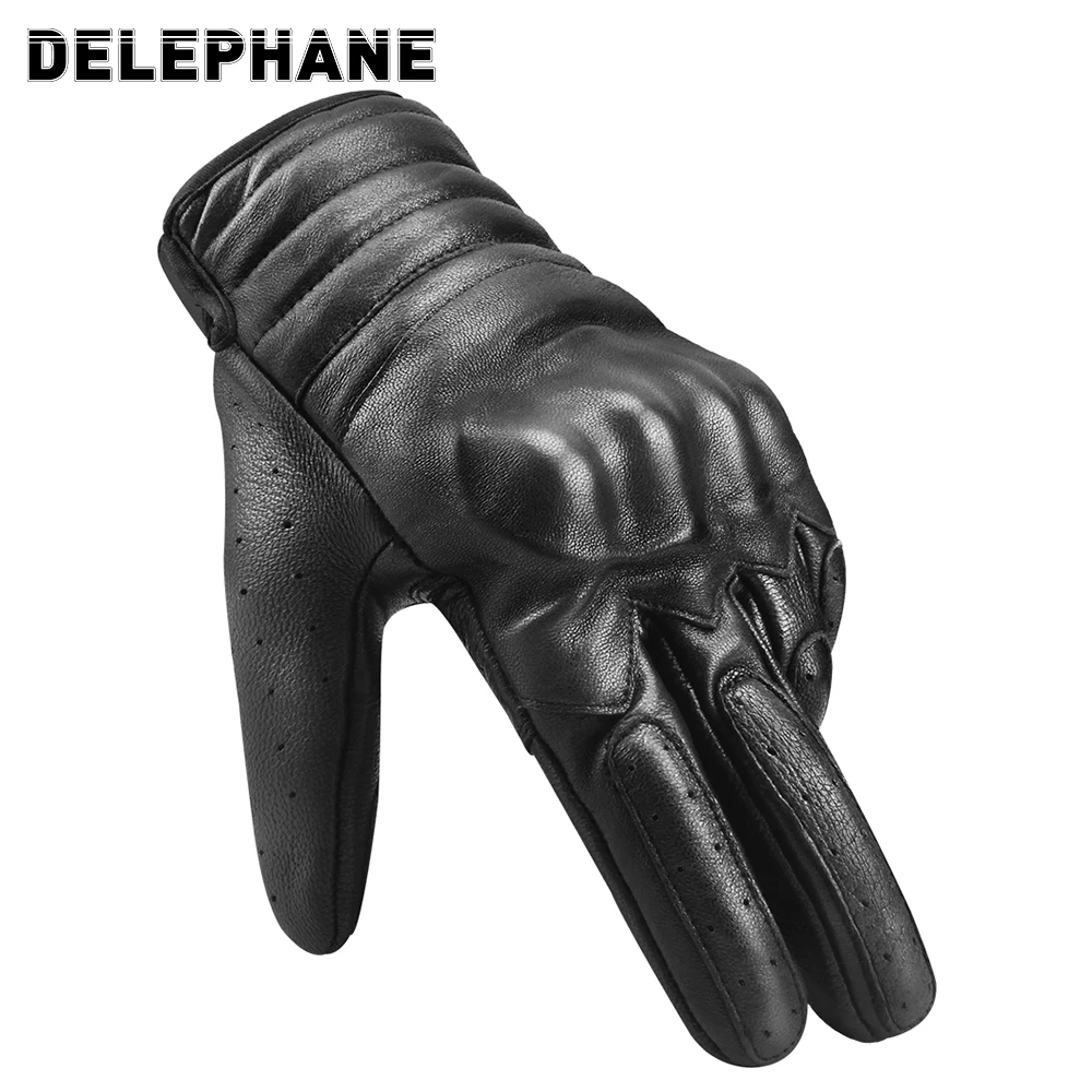 

Leather Motorcycle Gloves Summer Men Women Perforated Breathable Motocross Gloves Cycling Bicycle Motorcycle Protective Gear