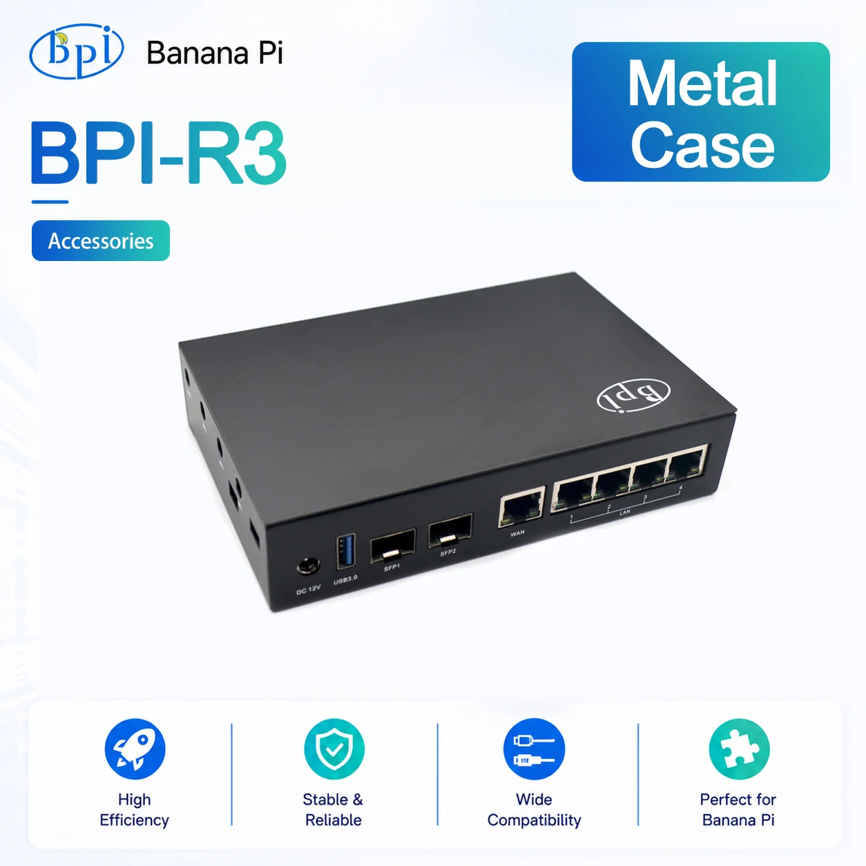 Banana Pi BPI-R3 Metal Case Enclosure Compatible Router Board