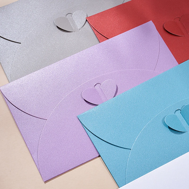 50pcs/lot 17.5x11cm Envelope High-grade 250g Pearlescent Paper Love Buckle Envelopes for Wedding Invitation Supplies Stationery