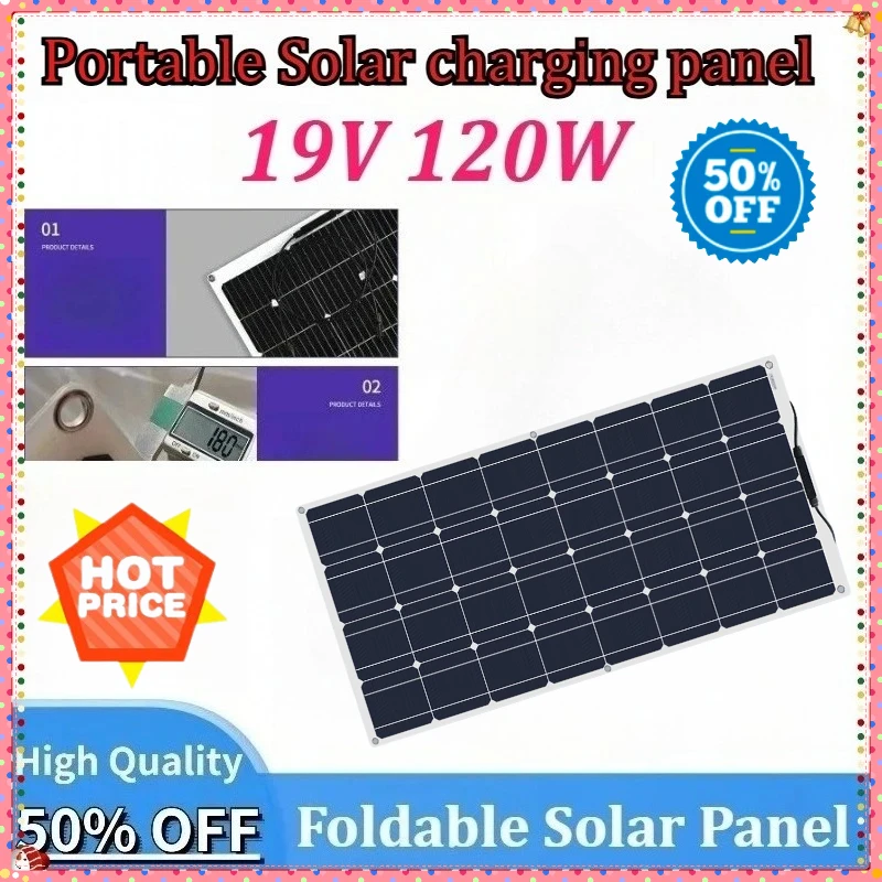 

New 19V 120W Portable Solar Panel Flexible Foldable Kit Lightweigh System Connector for Car Power Banks Camping Hiking Phones