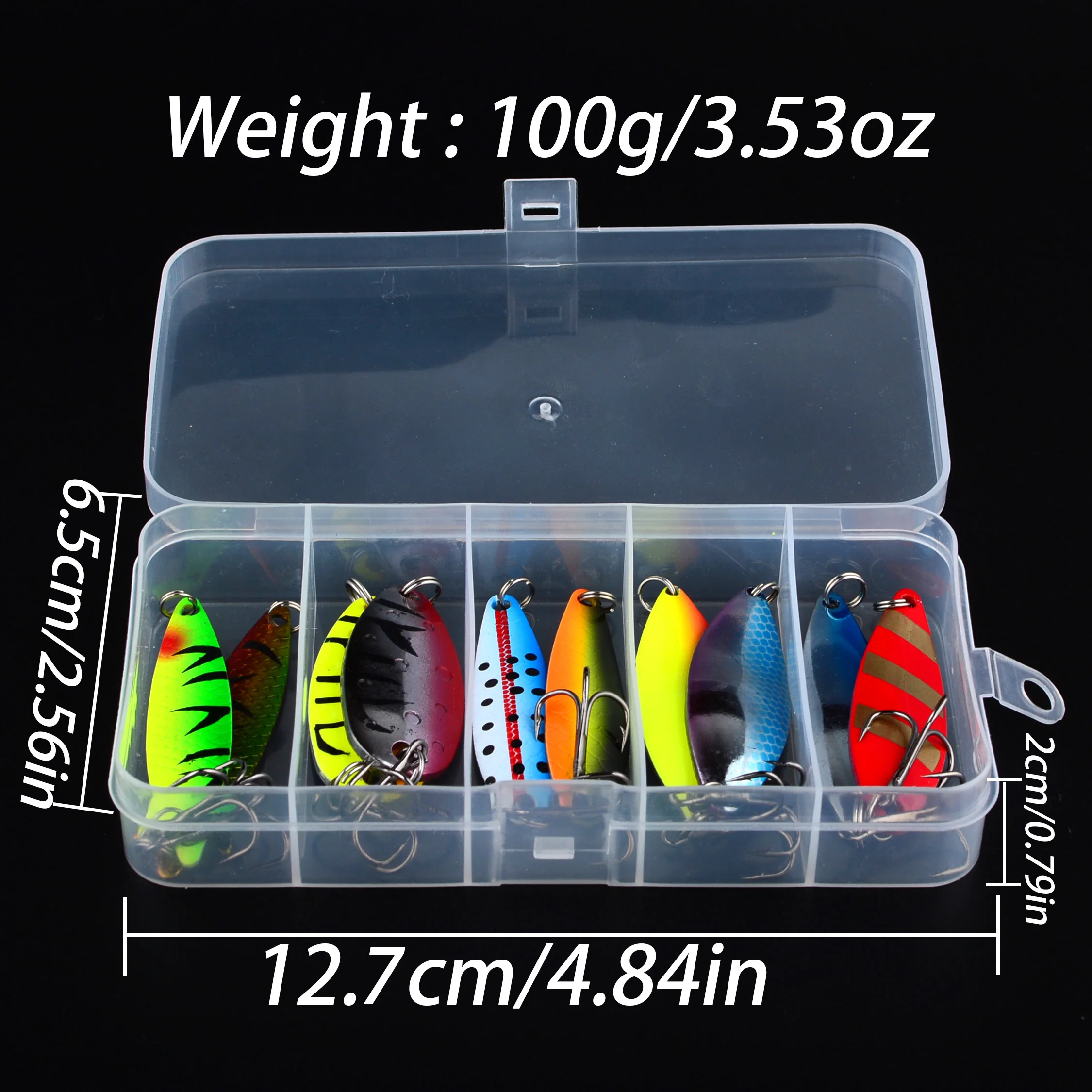 10PCS BOX Metal Spinner Spoon Trout Fishing Lure Hard Bait Sequins Noise Paillette Artificial Bait Small Hard Sequins Spinner