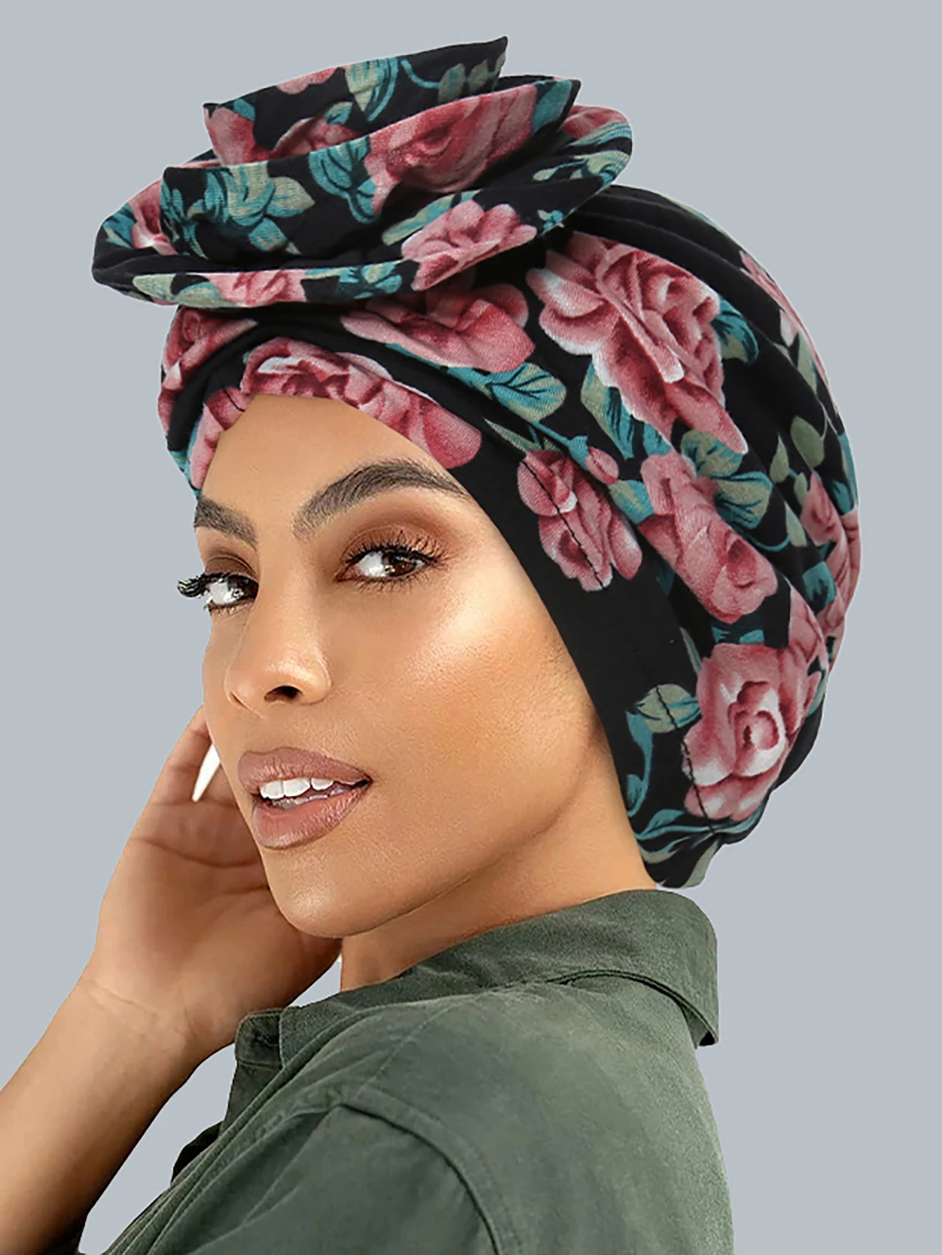 2024 New Fashion Print Turban Hijab Hats African Head Wraps Elastic Muslim Hats Breathable Chemo Cap For Women Girls