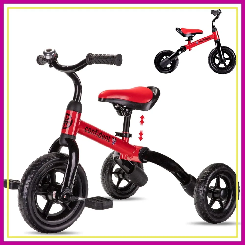 

3 in 1 Folding Tricycle for Toddlers Age 2-5, Adjustable Seat, Removable Pedal, Balance Bike