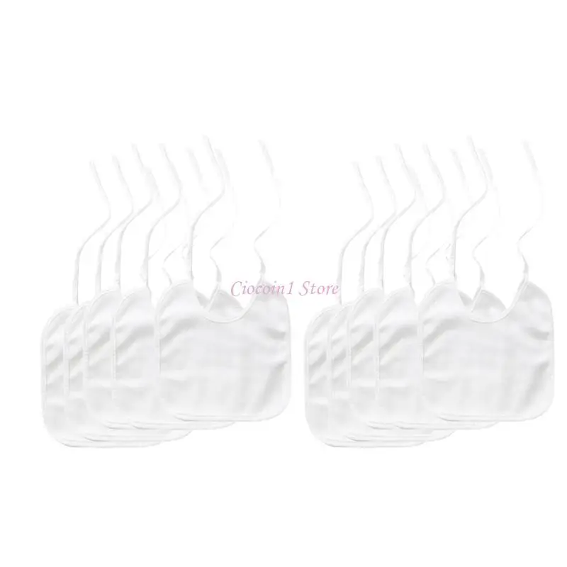 

Y1UB Pack of 10pcs White Cotton Waterproof Baby Bibs for Painting DIY Craft Supplies