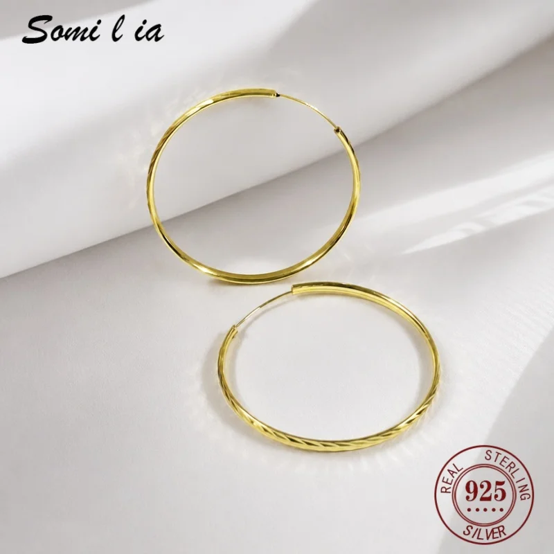 SOMILIA 18K Gold Large Circle Earrings For Ladies Exquisite Romantic Fashionable Hypoallergenic Original Designer Party Wedding