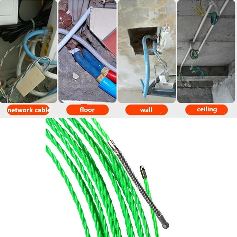 3 Stranded Wires POM Fiber Optic Cable Puller 5/10/15/20/25/30m Fish Tape Cable Wire Puller Lead Device Construction Hand Tools