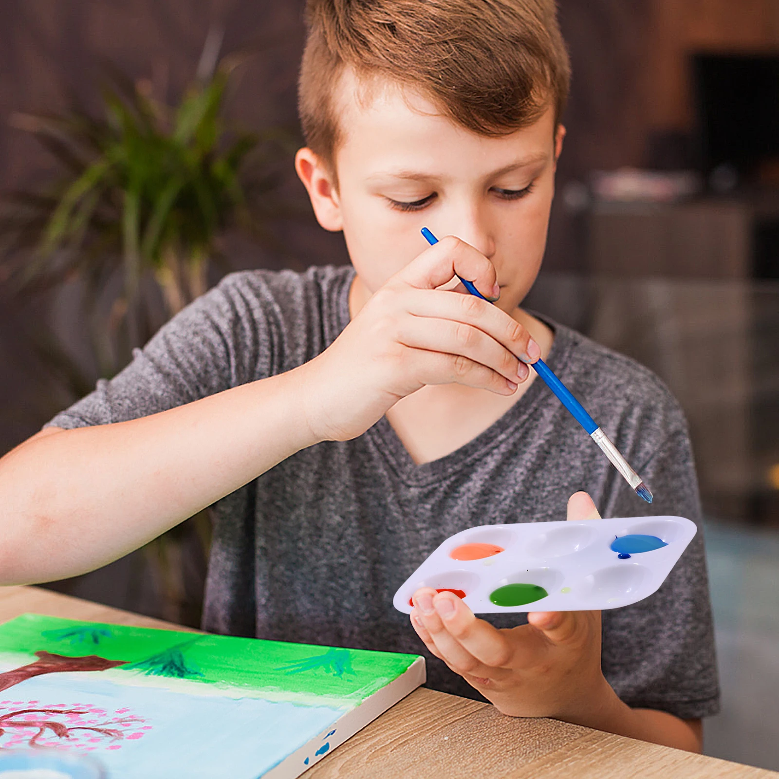 

12Pcs White Plastic Paint Palettes Rectangular 6 Compartments Easy Clean Painting Tray Ideal for Art Craft Watercolor