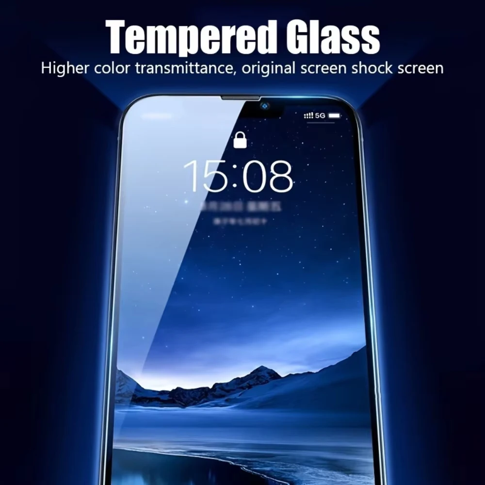 4 قطعة HD بنقرة واحدة تركيب حامي الشاشة آيفون 17 16 برو ماكس 15 16e 13 12 Mini 11 X XS XR 6 7 8 Plus الزجاج المقسى