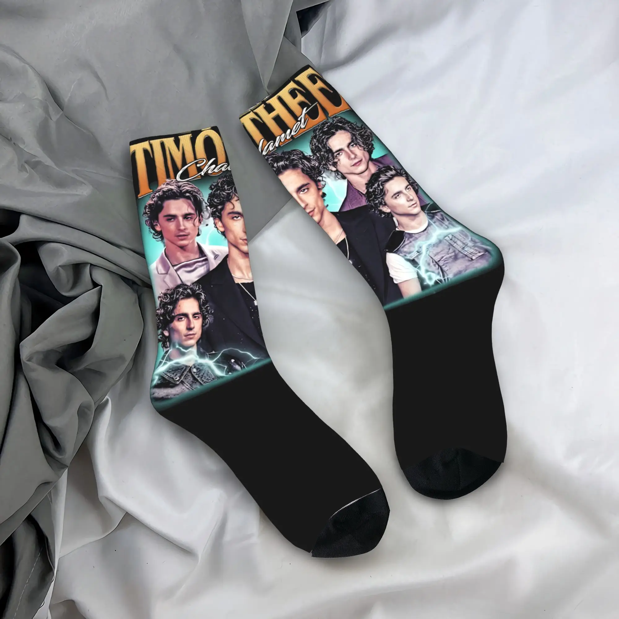 

Men Socks Timothee Chalamet American Actor Stockings Winter Funny Medium Soft Socks Pattern Outdoor Non Slip Socks