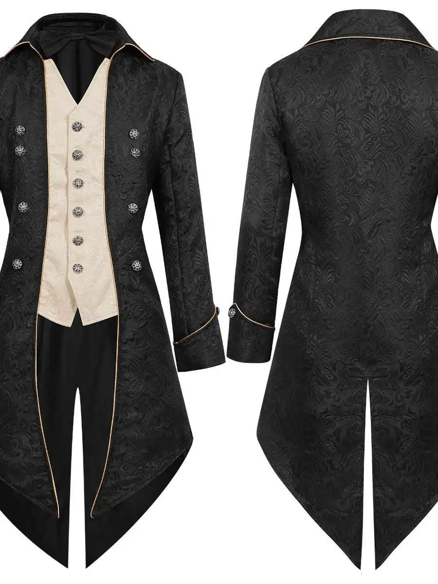 Loween – manteau de queue Punk mi-long pour hommes, Costume Par, Design rétro médiéval, tissu en Polyester, vêtements ethniques Faionable