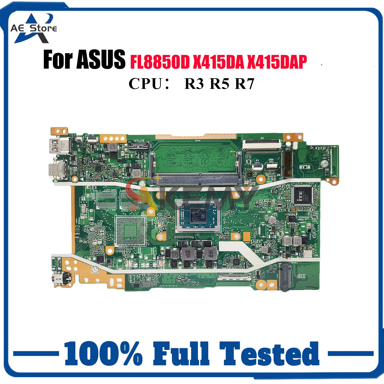 

X415DA Laptop Motherboard For ASUS VivoBook X415D X415DA X415DAP FL8850D Notebook Mainboard With R3 R5 R7 CPU 100% tests OK stk