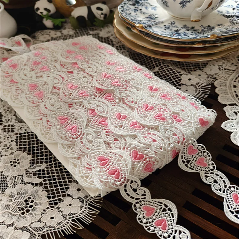 

22 ярда шириной 3 см, блестящие белые, розовые в форме сердца Venise Diy, венецианские кружевные аксессуары для одежды различных предметов одежды, бюстгальтер, нижнее белье