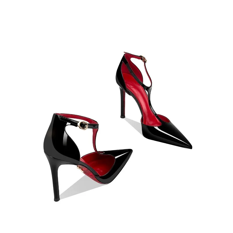 Black High Heels, Women's 2026 New Style, Hollow Sword Pointed Slender Heel, French Style Exquisite and Non Tiring Sandals
