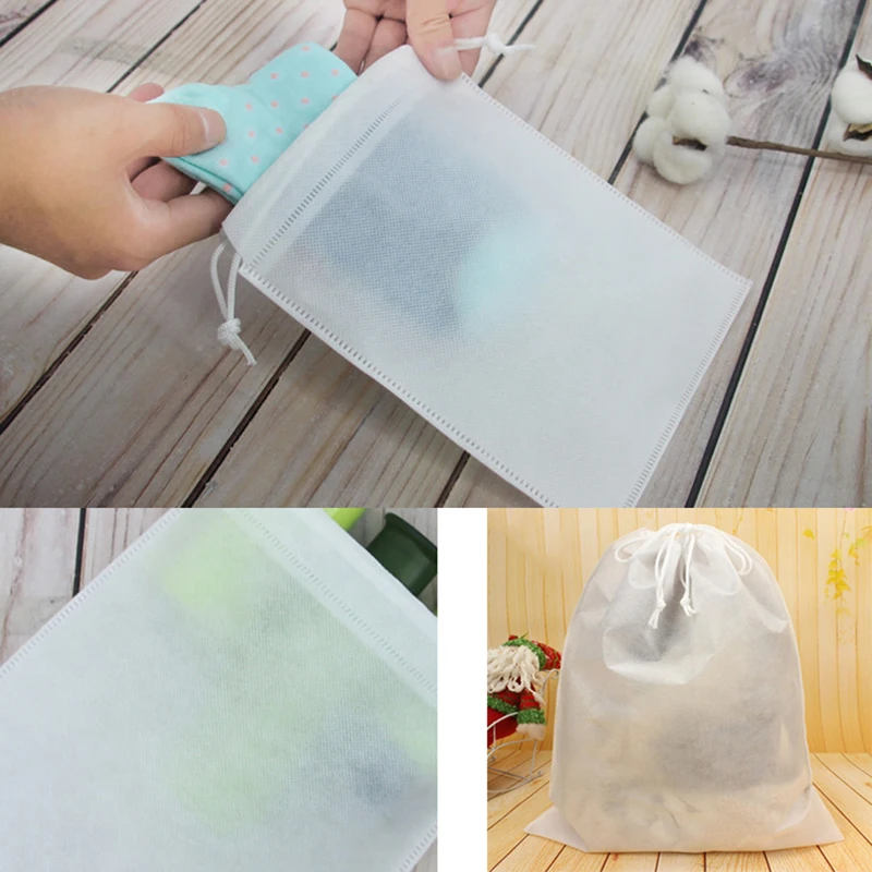 Travel Pouch Portable Tote Drawstring Storage Bag Non-Woven Dustproof Drawstring Shoes Bag Travel Accessories Organizer