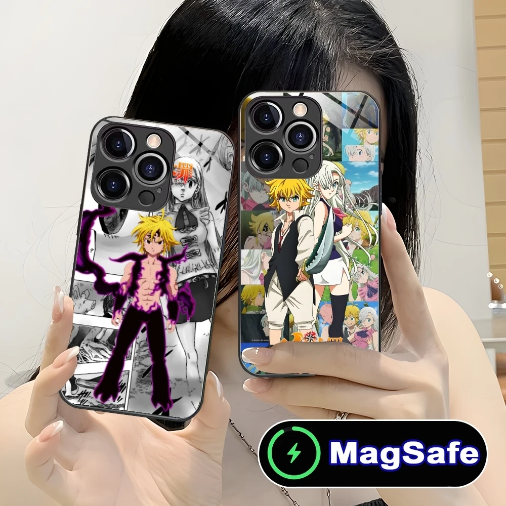 Seven Deadly Sins Meliodas Cell Phone Case for iPhone 16 15 14 13 12 11 Pro Max Plus Mini MagSafe Wireless Charging Glass Cover