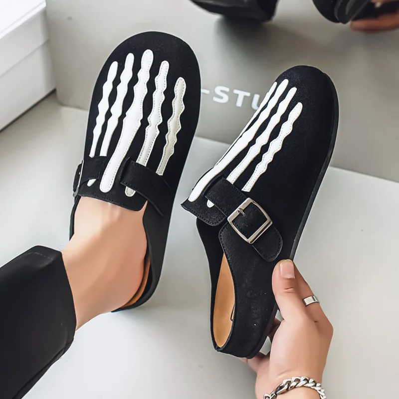 

Мужские туфли 2026 Bone Boken Slippers Mango Head Low Top Half Dragging One Foot Board Shoes для мужчин