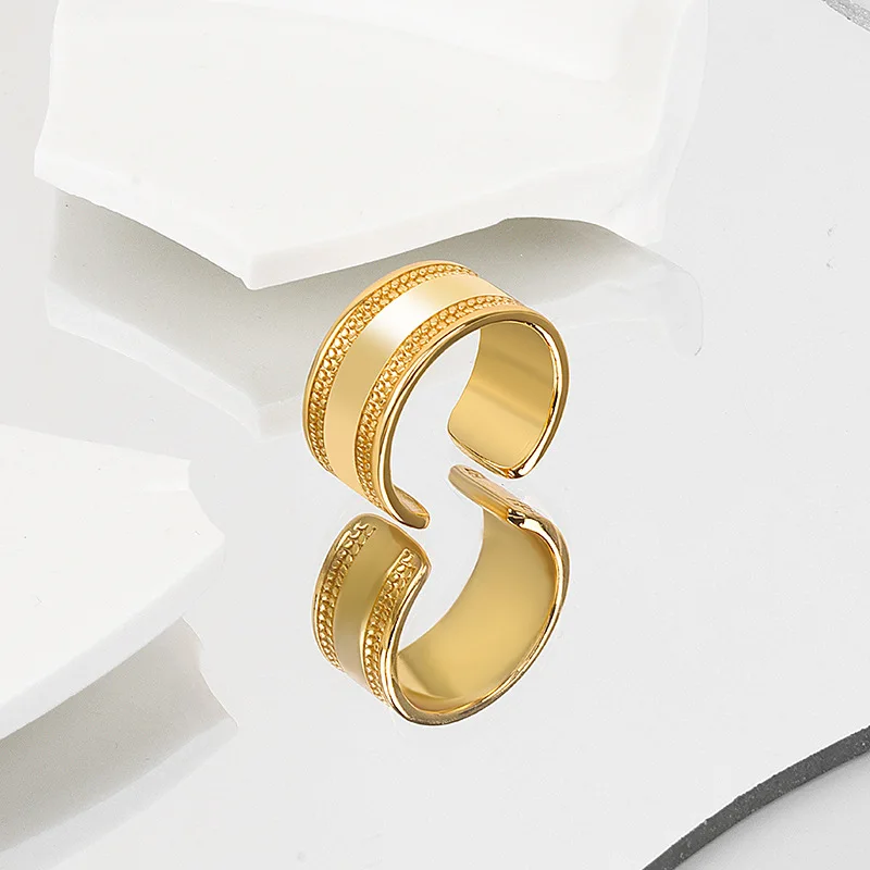 

925 Sterling Silver Retro Ring For Women Wide Ring Simple Trendy Handmade Opening Adjustable For Woman Fashion Fine Jewelry