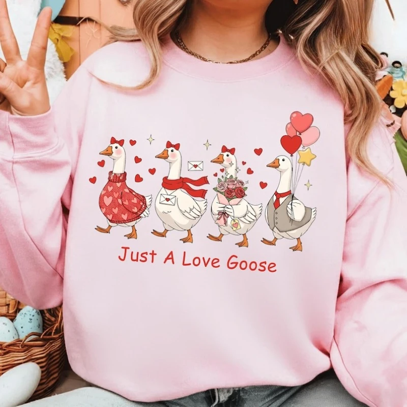 

Милая кокетка с гусиной на день Святого Валентина, гусиная утка на день Святого Валентина, забавная толстовка с капюшоном на день Святого Валентина, толстовка с капюшоном на день Святого Валентина, осень и зима