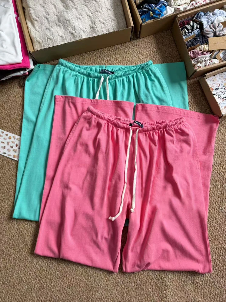 Solid Drawstring Straight Sweatpants Women Autumn High Waist Soft Cotton Trousers Casual Vintage Streetwear Sport Long Pant Y2k