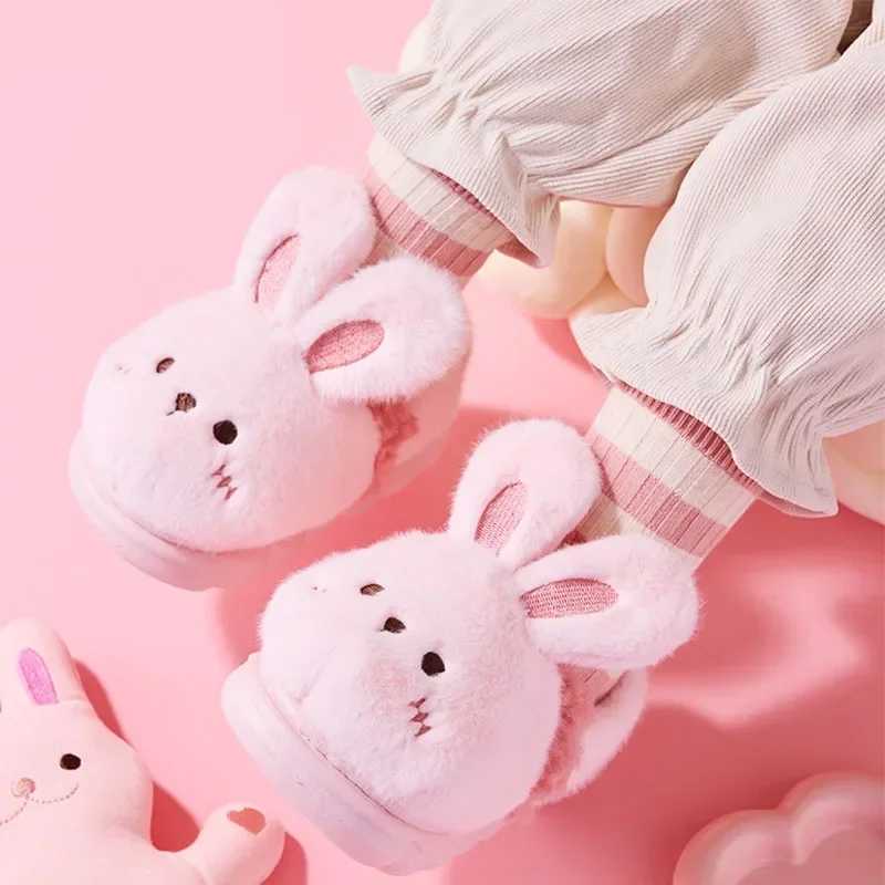 Pantoufles en coton pour enfants, tongs de dessin animé mignon, plus velours chaud, chaussures de maison anti-aldes pour enfants, filles et garçons, automne et hiver