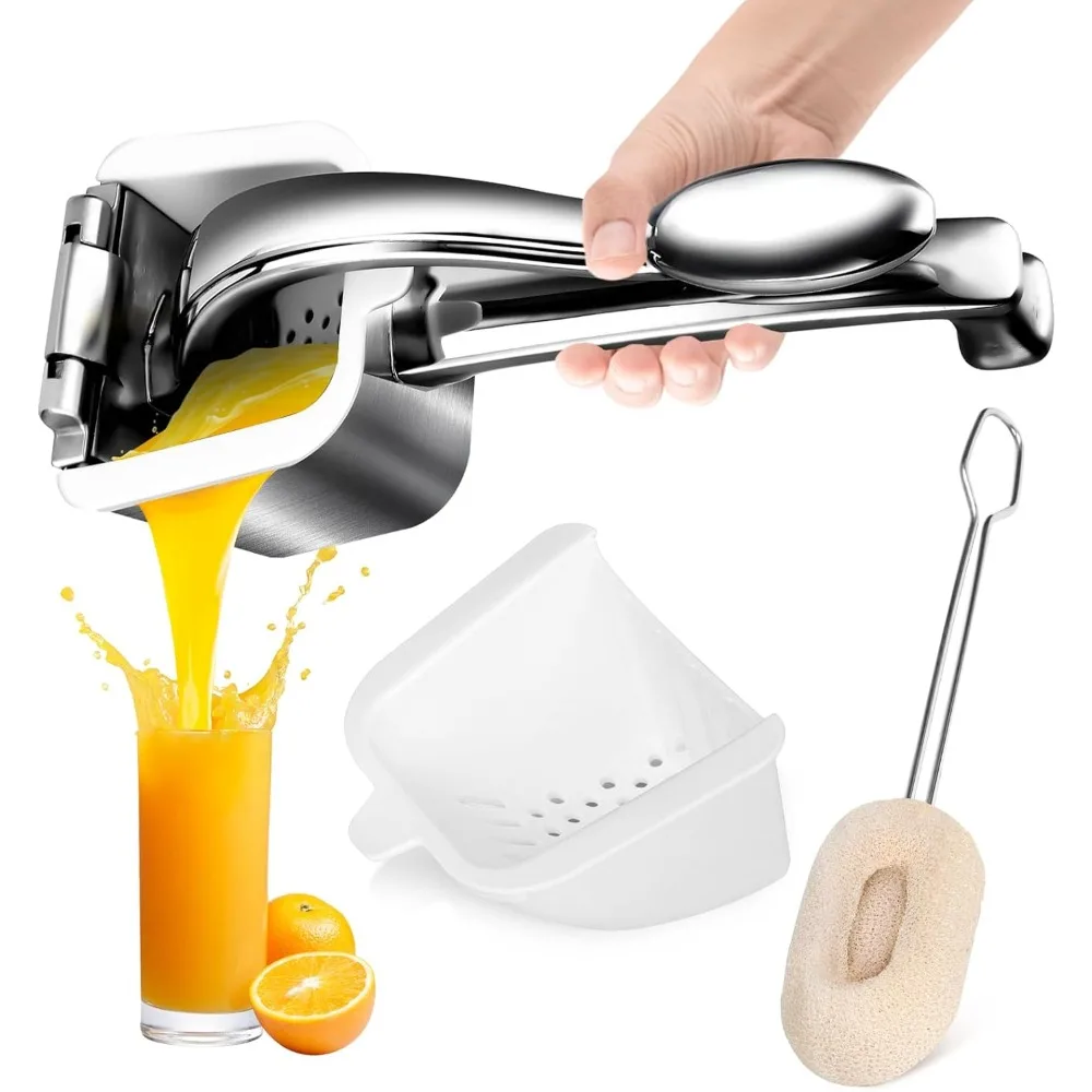 

Sturdy Stainless Steel Citrus Juicer - Ergonomic Non-Slip Handheld Fruit Press for Lemons and Oranges