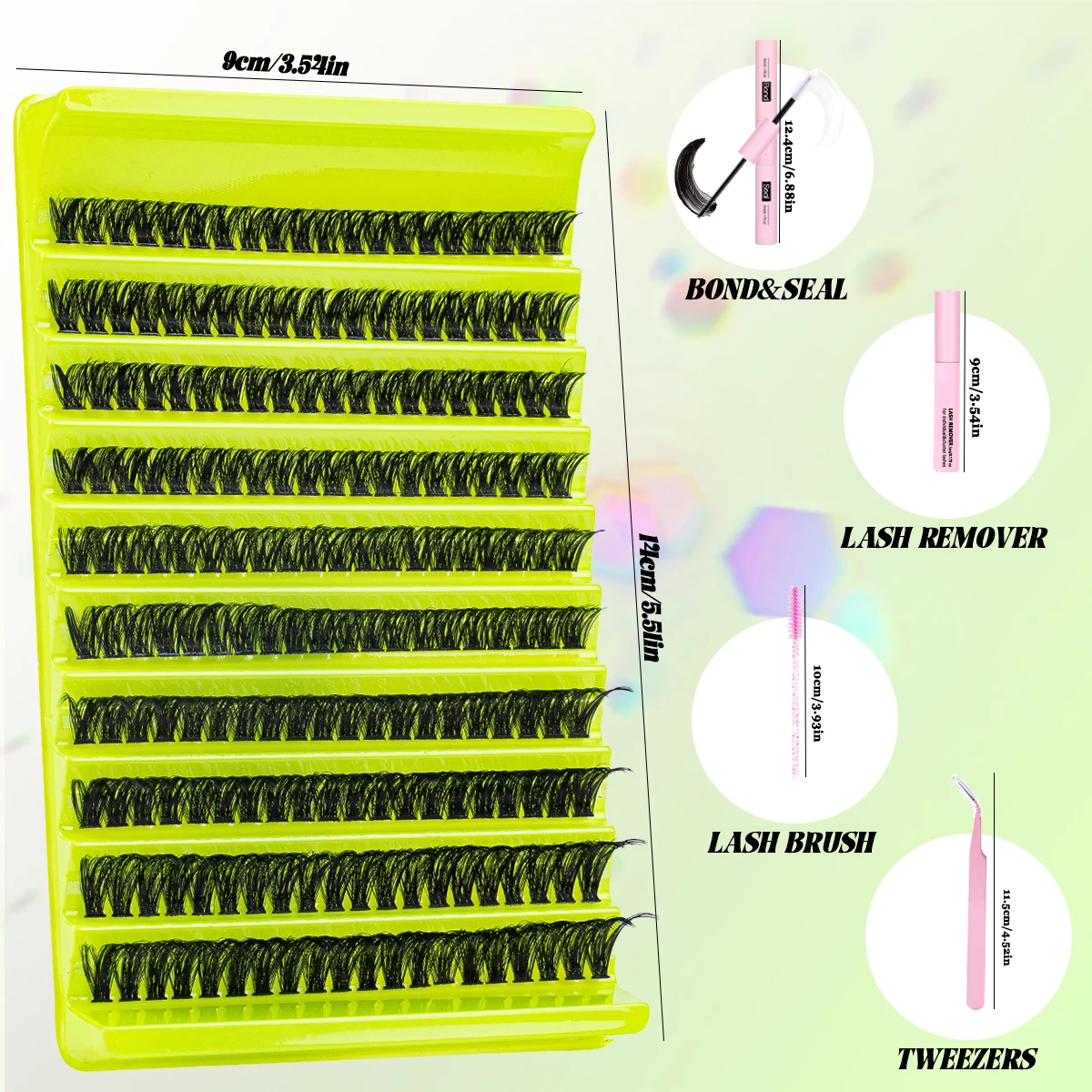 まつげクラスターキット うっすらとしたまつげクラスターキット DIY まつげ ナチュラルクラスターまつげ ラッシュボンドとシールラッシュピンセット