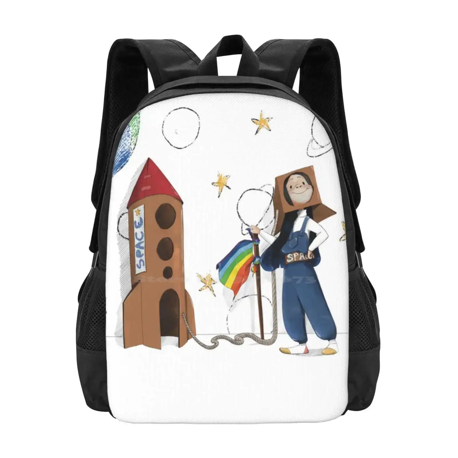 

Facciamo Che Io Ero... Hot Sale Schoolbag Backpack Fashion Bags Game Imagination Space Paperboard Astronaut Build Stars He Drew