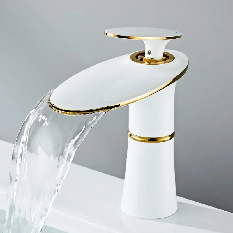 Light luxury creative waterfall washbasin faucet, hot and cold hand wash toilet bathroom cabinet washbasin faucet,