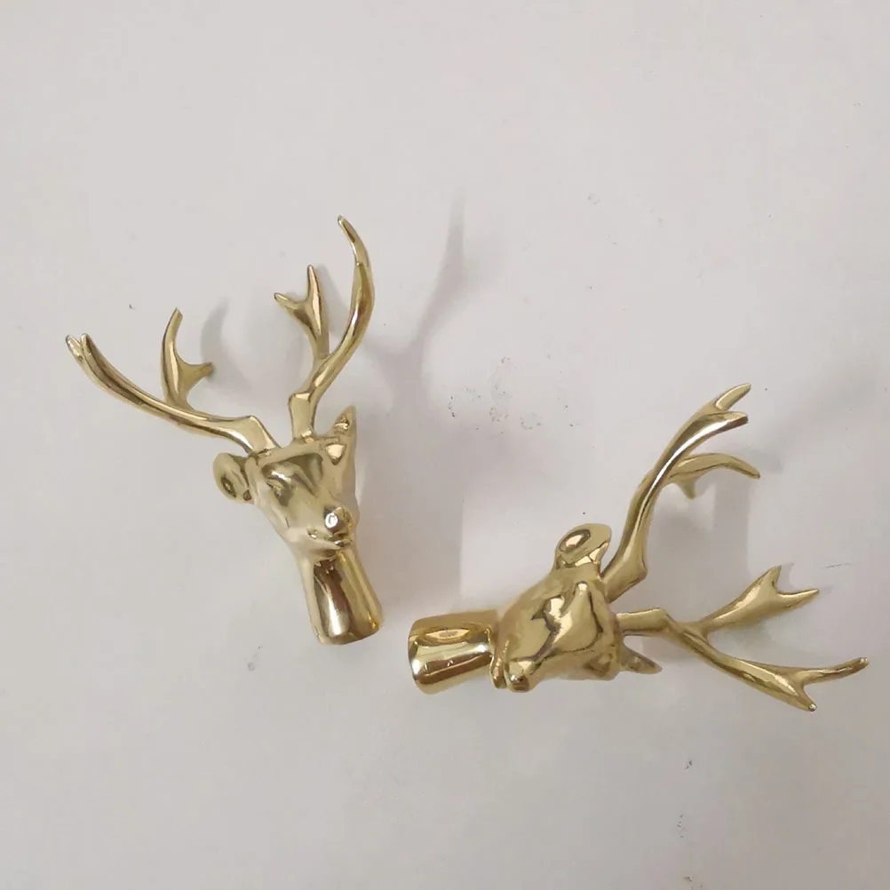 

1Pcs Brass Deer Head Crafts Exquisite Antler Decor Stylish Tabletop Ornament Creative Decoration for Living Room Yellow