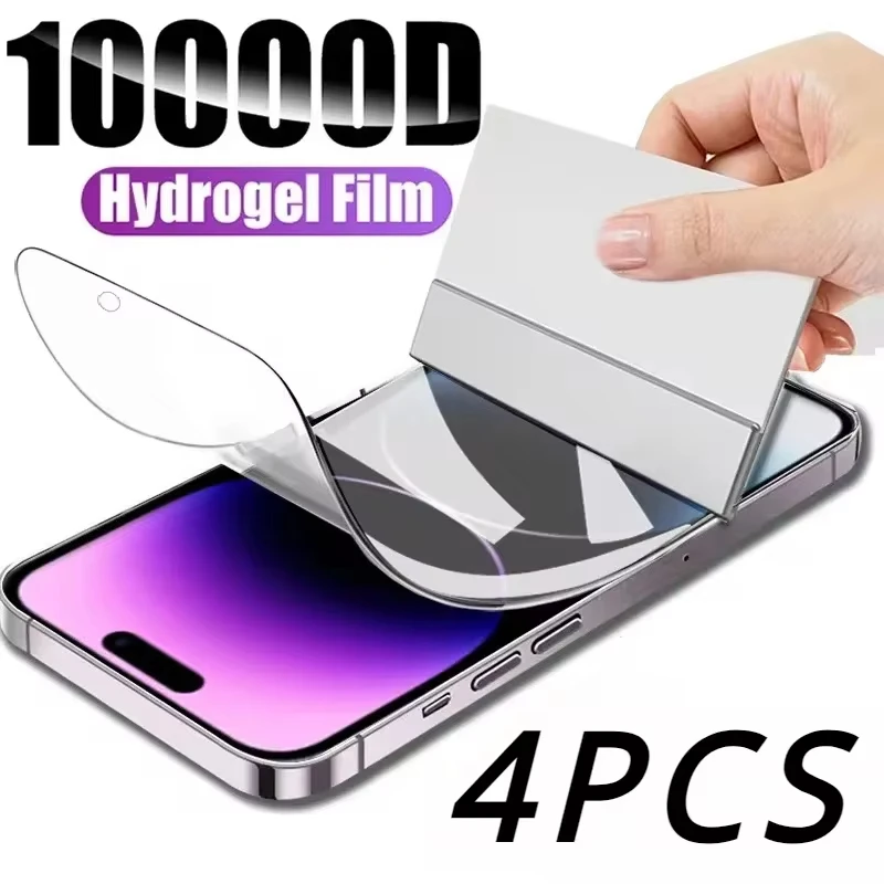 

4Pcs Soft Hydrogel Film for iPhone 15 13 12 14 16 11 Pro Max Silicone Screen Protector for iPhone 13 12 Mini XS XR X 7 8 15 Plus