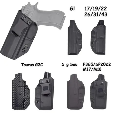 PVC Holster For 1911 Glock 17 19 26 43 43X Tauru G2C P365 Inside Waistband Concealed Carry Belt Clip Stack Pouch Jericho 941