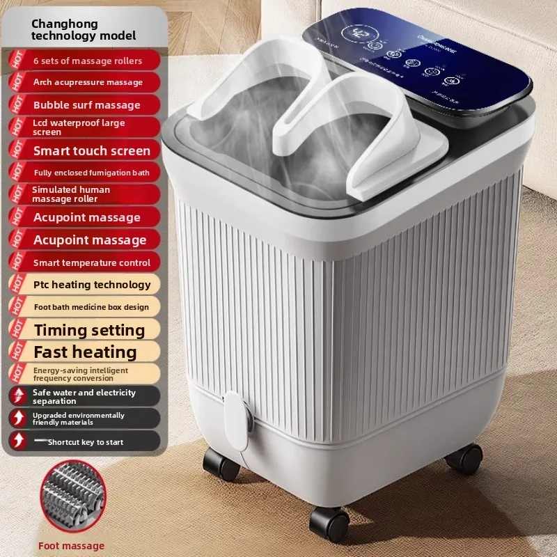 

Electric Heated Foot Bath Massager Deep Bucket Steam Spa with Constant Temperature Surf Massage Rollers Blue-Light Sterilization