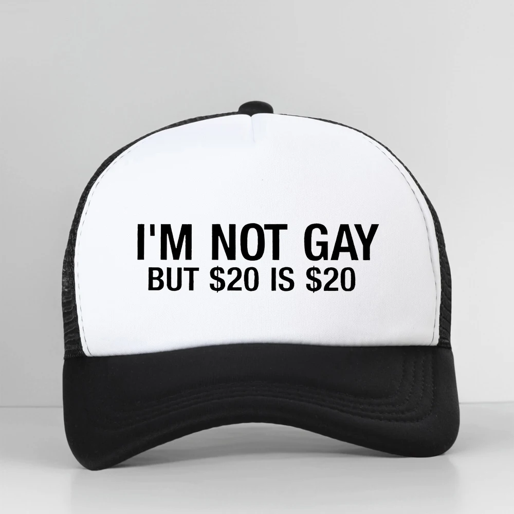 

I'm Not Gay But 20 is 20 Funny Baseball Cap Unisex Fashion Adjustable Hip Hop Summer Mesh Breathable Snapback Hat