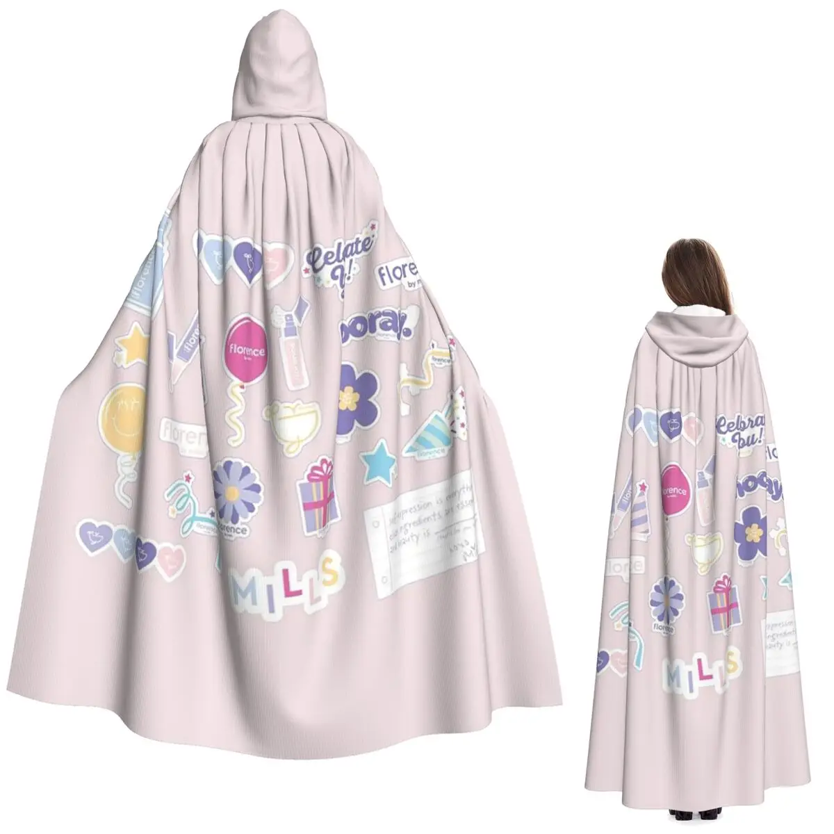 Florence By Mills Millie Bobby Brown Long Hooded Cloak Witch Medieval Costume Cosplay Cape HalloweenParty Adult Unisex