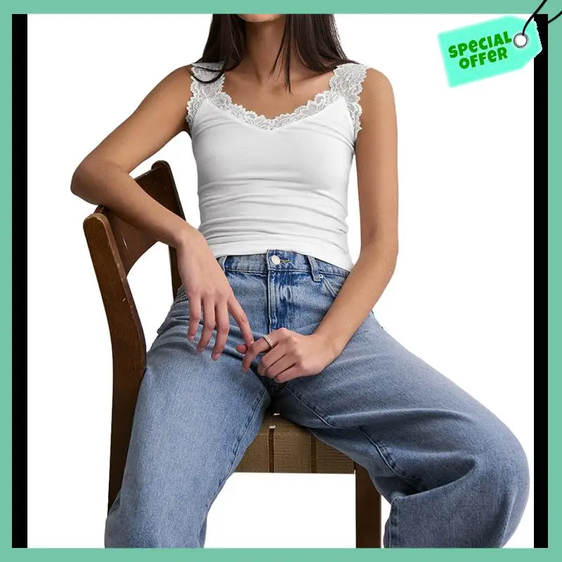 

Sturdy V Neck Tank Top Lace Camisole Tops For Women Summer Going Out Tops
