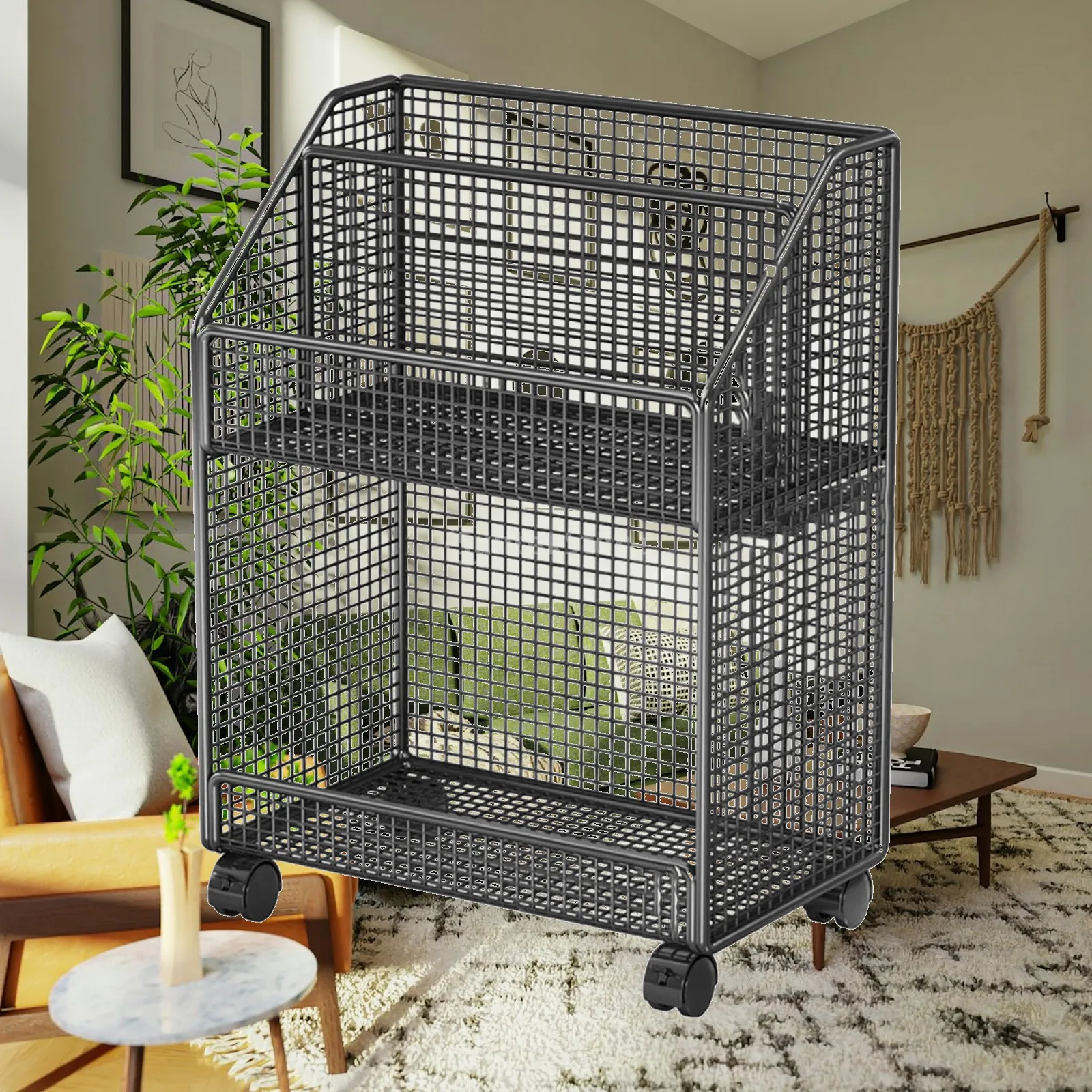 Rolling File Cart Mobile Bookshelf Holder Convenient Under Desk File Organizer Cart for Home Kitchen Dormitory Pantry Office