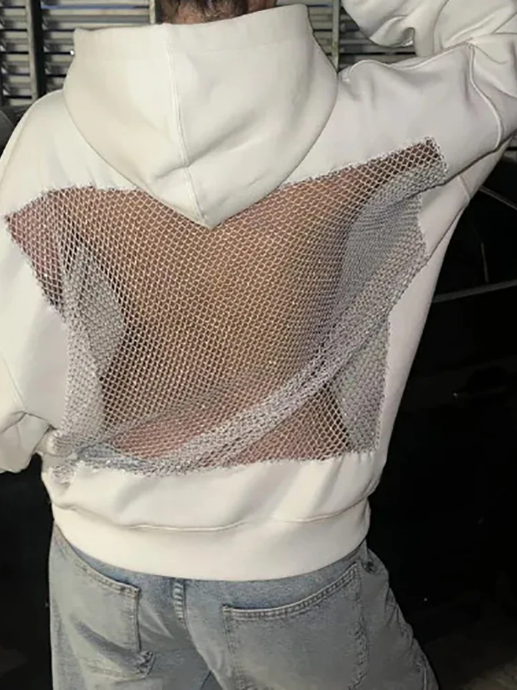 المرأة طويلة الأكمام المرقعة كنزة قطيفة الخريف الشتاء موضة الرباط فضفاض سستة بسيطة هوديس 2025 ملابس الشارع الشهير